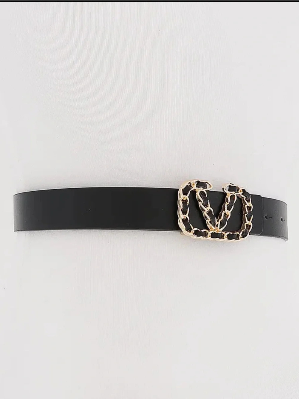 Red Chain-Link Buckle Leather Belt